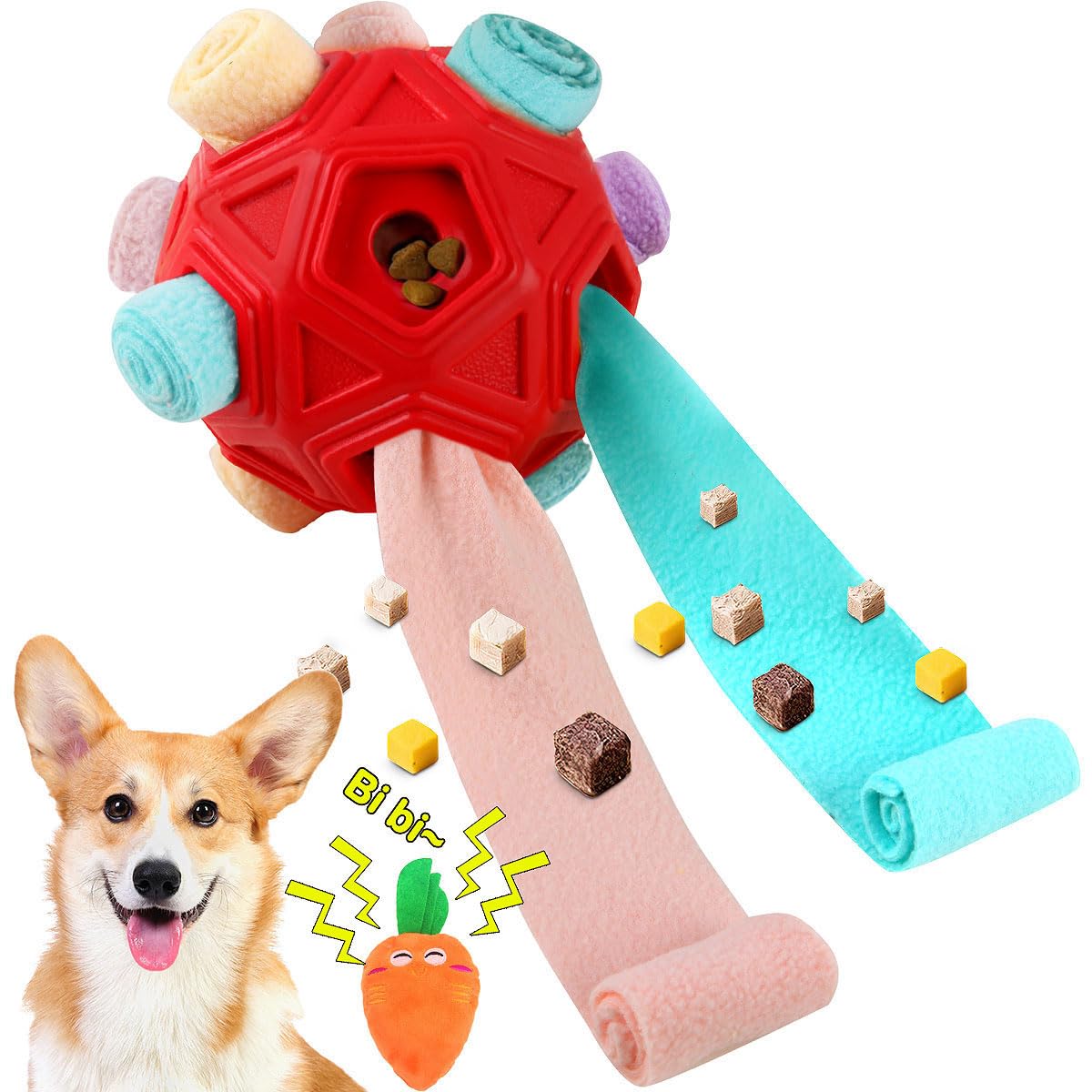 Dog Snuffle Ball-Interactive Puzzle Dog Toys Encourage Natural Foraging Skills Slow Feeder for Training and Stress Relief Cloth