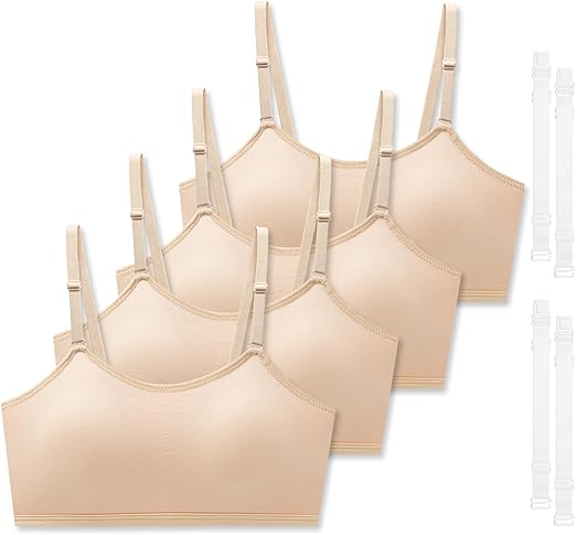 SALIA GIRL Sport Cami Bras Cotton for Teens Girls Training Bras 10-16 with Adjustable Straps Fixed Pads