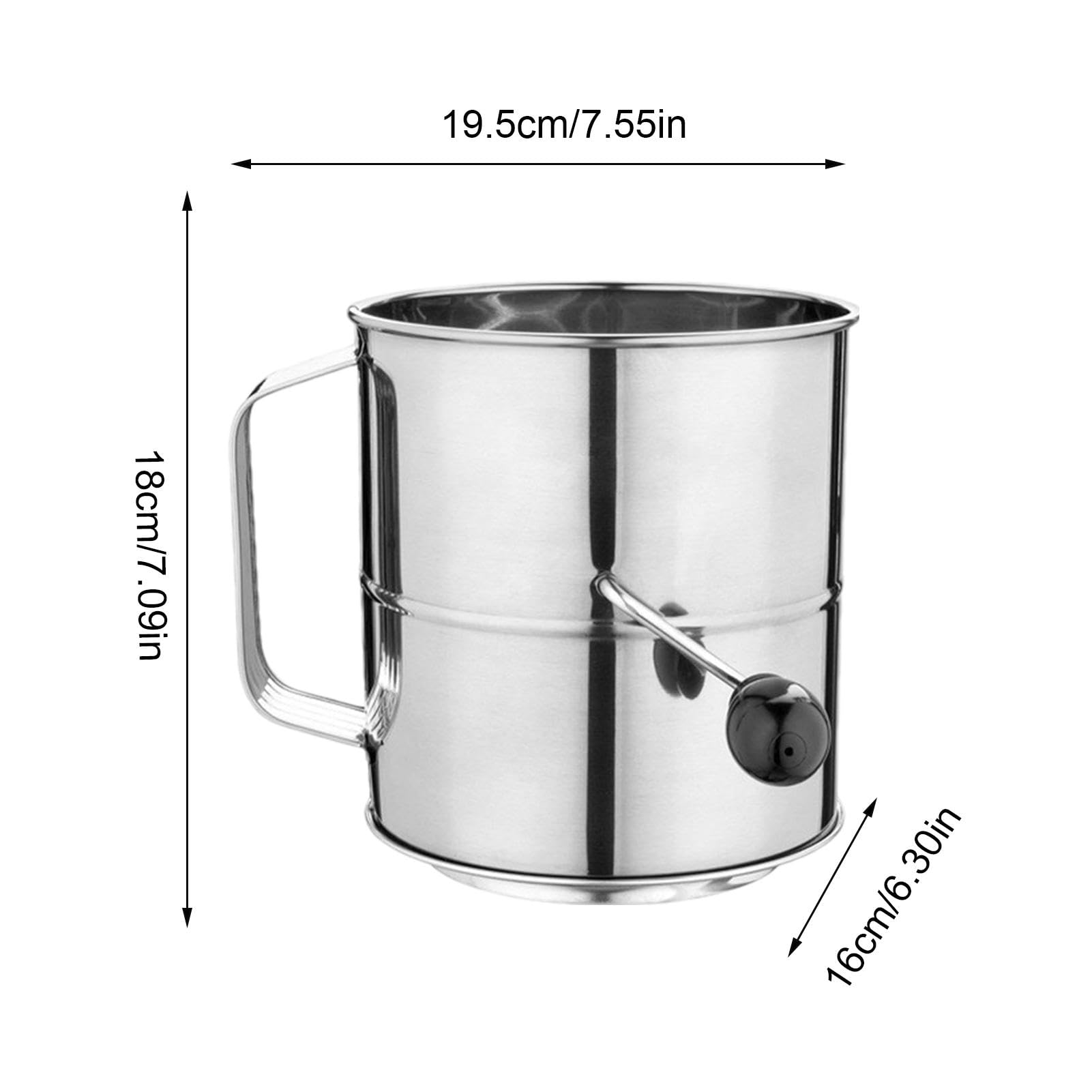 Tamis à farine - Tamis à farine en acier inoxydable | Tamis de cuisson | Tasse mélangeur de farine | Tamis à poudre de tasse à main | Tamis de tasse à manivelle pour la cuisson des gâteaux, gâteaux