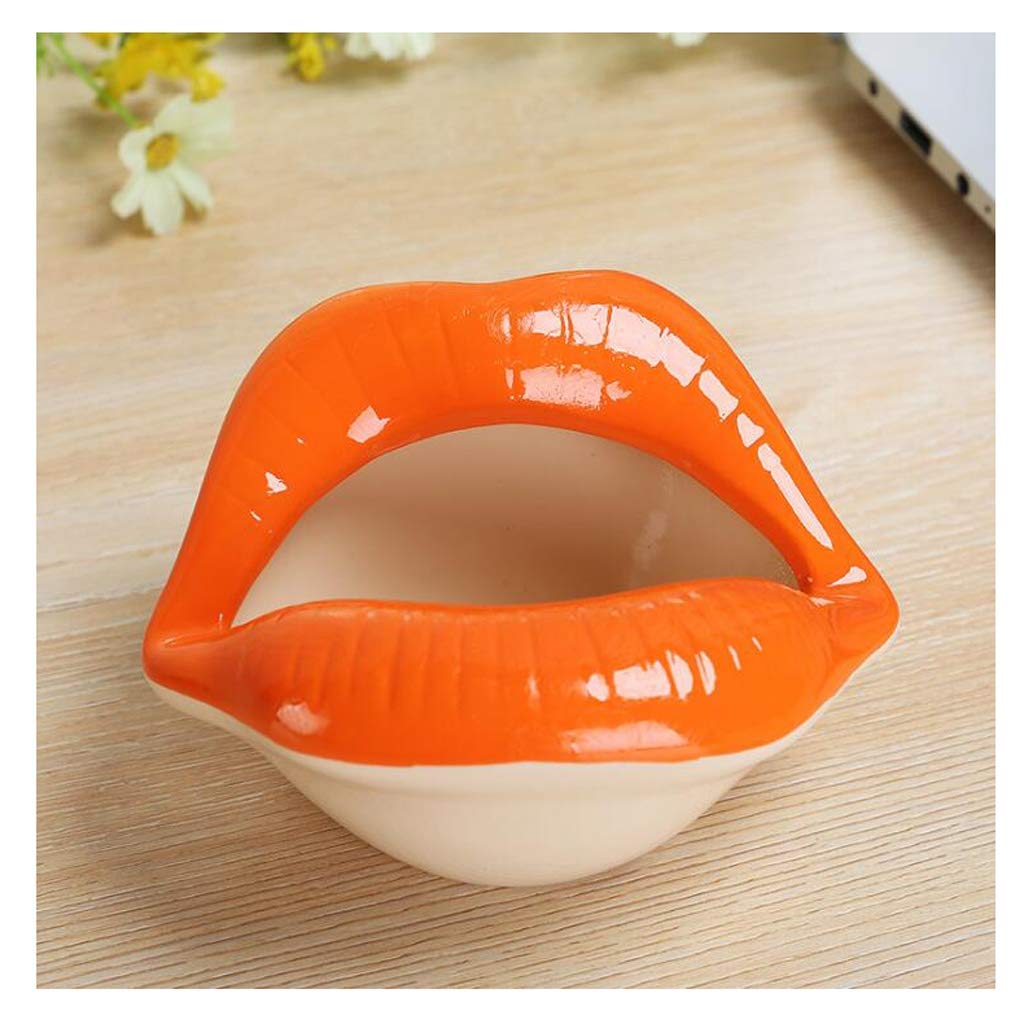 JINGER Ash Holder Ceramic Cigarette Ashtray Mini Lips Ashtray/Vehicle Ashtray Cigarette Smoke Holder Desktop Ash Tray Birthday Gift Durable and beautiful ashtray (Color : G)