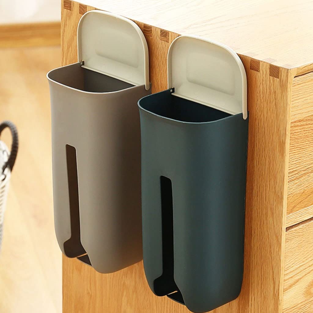 Paquete de dos organizadores de bolsas de basura para coleccionista de bolsas de plástico montado en la pared de cocina práctico extractor de bolsas (color: gris)