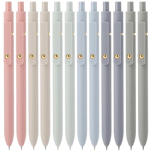 Ddaowanx Gel Pens,0.5mm Quick Dry Black Ink Pens Fine Point Smooth Writing Pens, Cute Office School Supplies Gifts for Women (24 Pcs Morandi-Black Ink)