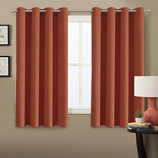 H.VERSAILTEX Full Blackout Curtain Shade Light Blocking Curtains 63 Inch Length Ultra Soft and Sleep Well Kids Room Curtains with 8 Grommets Each Panel - One Panel - Orange, 52