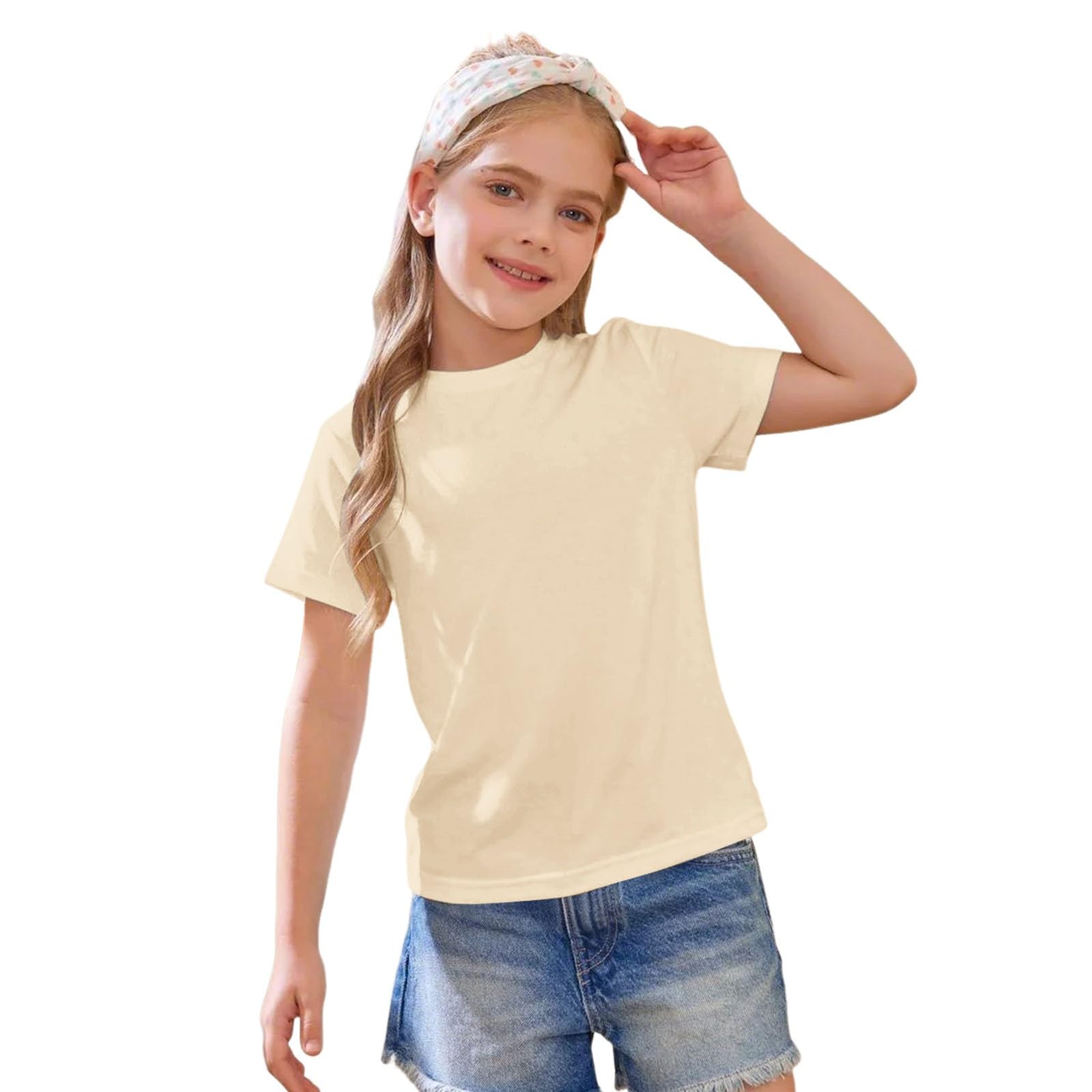 T-shirt Coton Enfant Unisexe - Manches Courtes, Col Rond, Doux Et Confortable 1-12 Ans