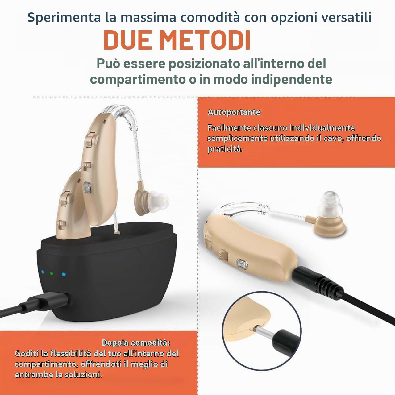 Tappi per le orecchie per anziani - BTE Tappi per le orecchie digitali intelligenti con cancellazione del rumore, quattro modalità, coppia PSAP dietro l'orecchio con controllo del volume, beige
