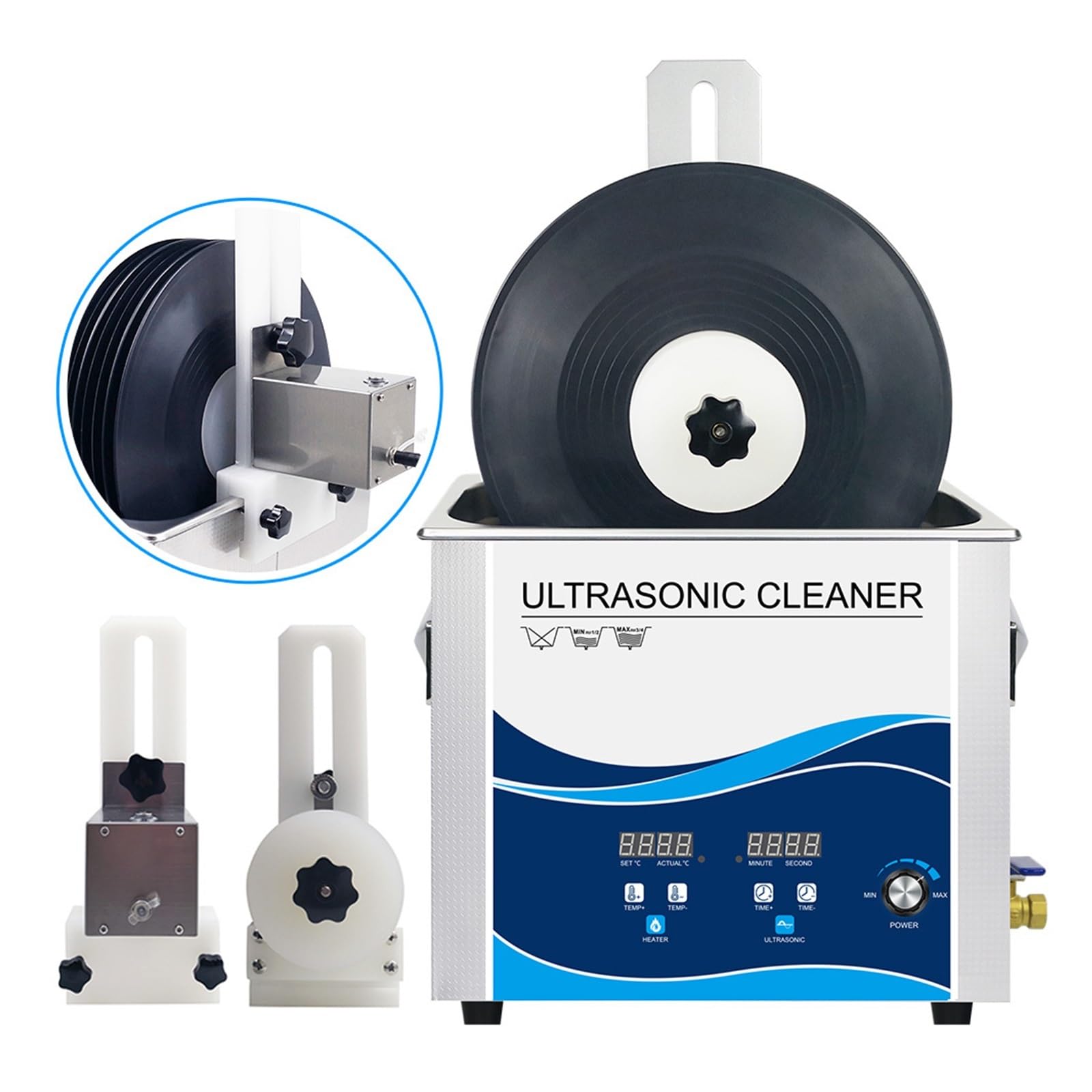 Pulitore Ad Ultrasuoni Bagno 6.5L 180W Potenza Regolabile Con Staffa In Lega Motore 6-7 RPM Dischi In Vinile Disco CD