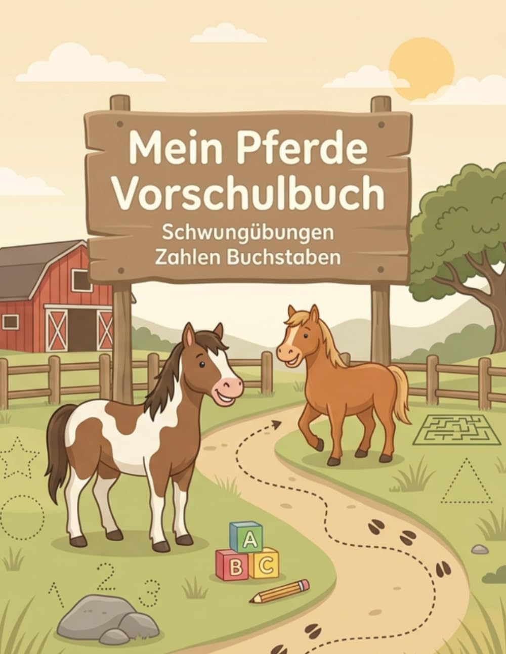 Pferde Vorschulbuch ab 4 Jahren: Spielerisch lernen mit Pferden, Ponys und Reiterhöfen – Ausmalen, Rätsel und Nachspuren zur Förderung von Konzentration und Feinmotorik