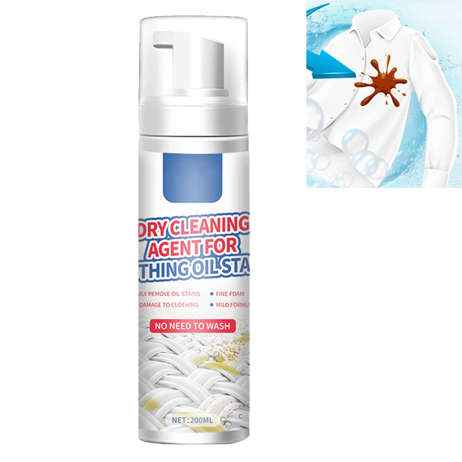 Dry Cleaning Spray,Dry Cleaning Agen For Clothing Oil Stain,Dry Spot Cleaner For Clothes,Oil Stain Dry Cleaning Agent for Clothing,Dry Stain Remover Cleaning Fluid Agent,200ML
