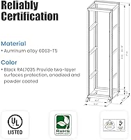 Vista 3 de Raising Electronics Estante de marco abierto para servidores, 4 postes de 19 pulgadas, ajustable para servidor/estante de audio de acero laminado
