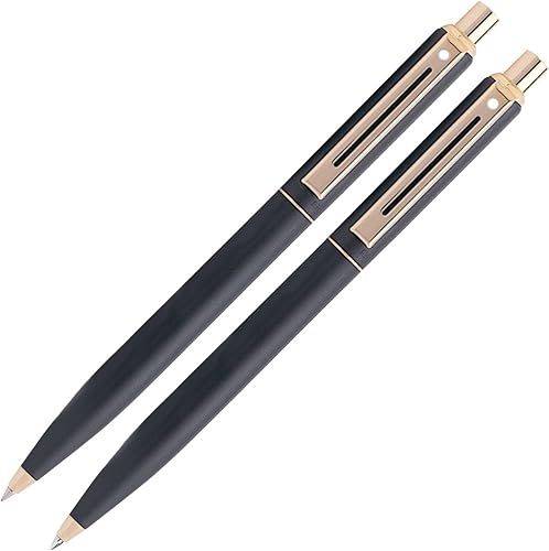 Sheaffer Sentinel - Juego de lápices mecánicos de bolígrafo negro mate, borde dorado