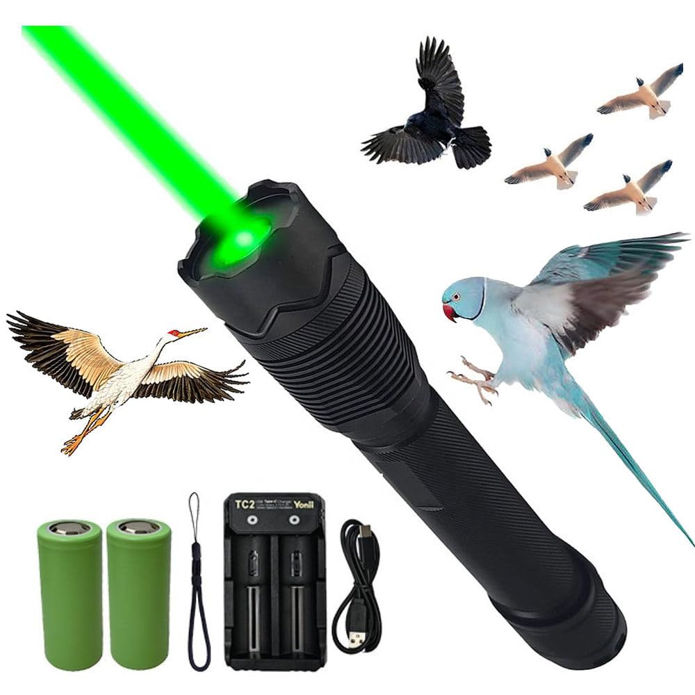 Dispositivo Repelente De Aves De 1 W con Luz Verde, Disuasor Portátil De Mano, 5 Modos, Alcance 1000 M, Recargable, para Agricultura, Aviación, Exploración