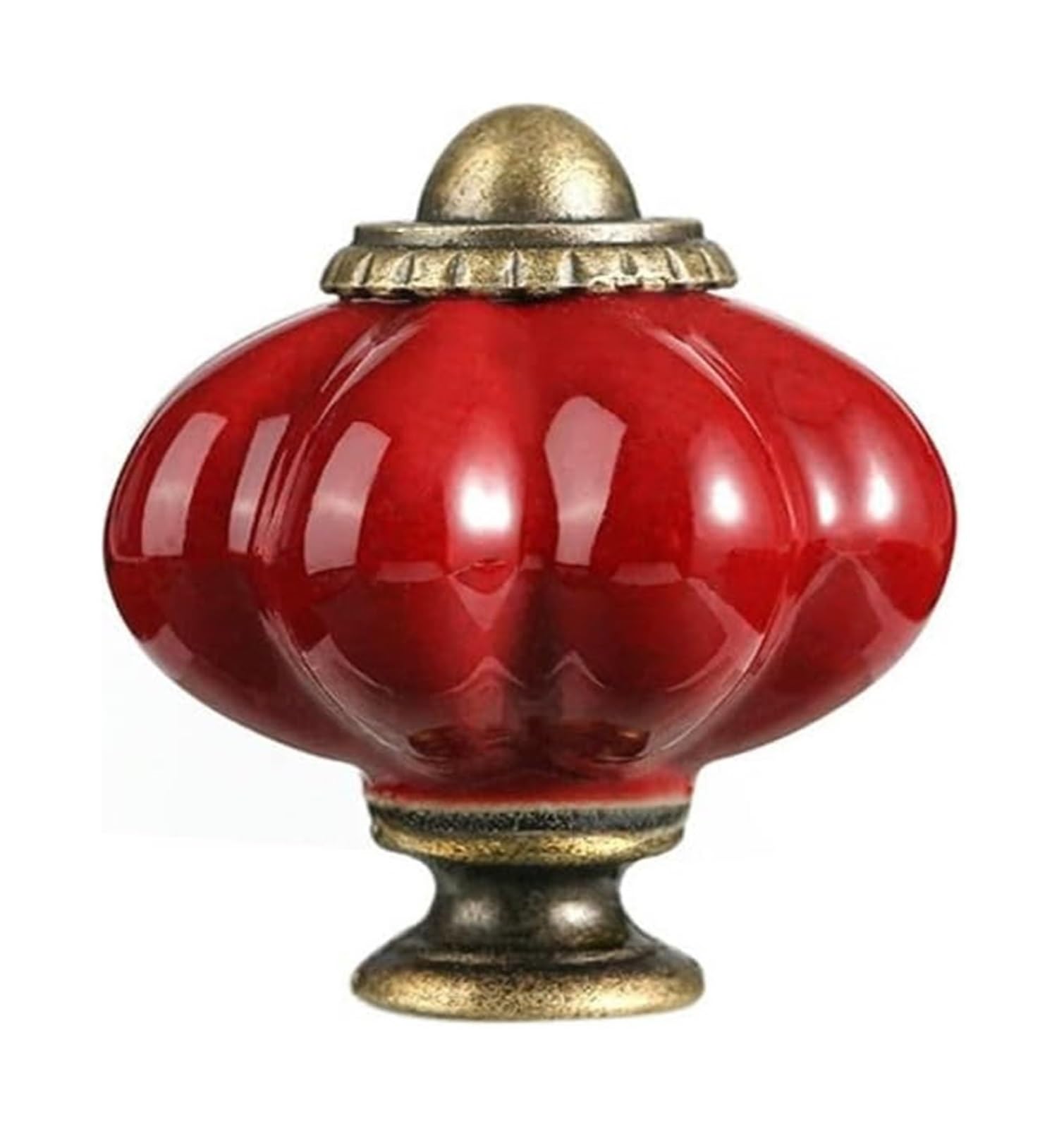Opeximatun Style14 Drawer Knobs, Retro Single Hole Ceramic Pumpkin Handle Round Vintage Cabinet Knob European Style(Style14)