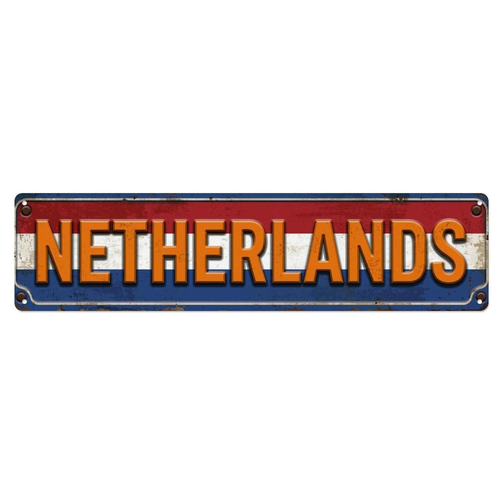 Vintage Netherlands Flag Pattern Metal Tin Sign