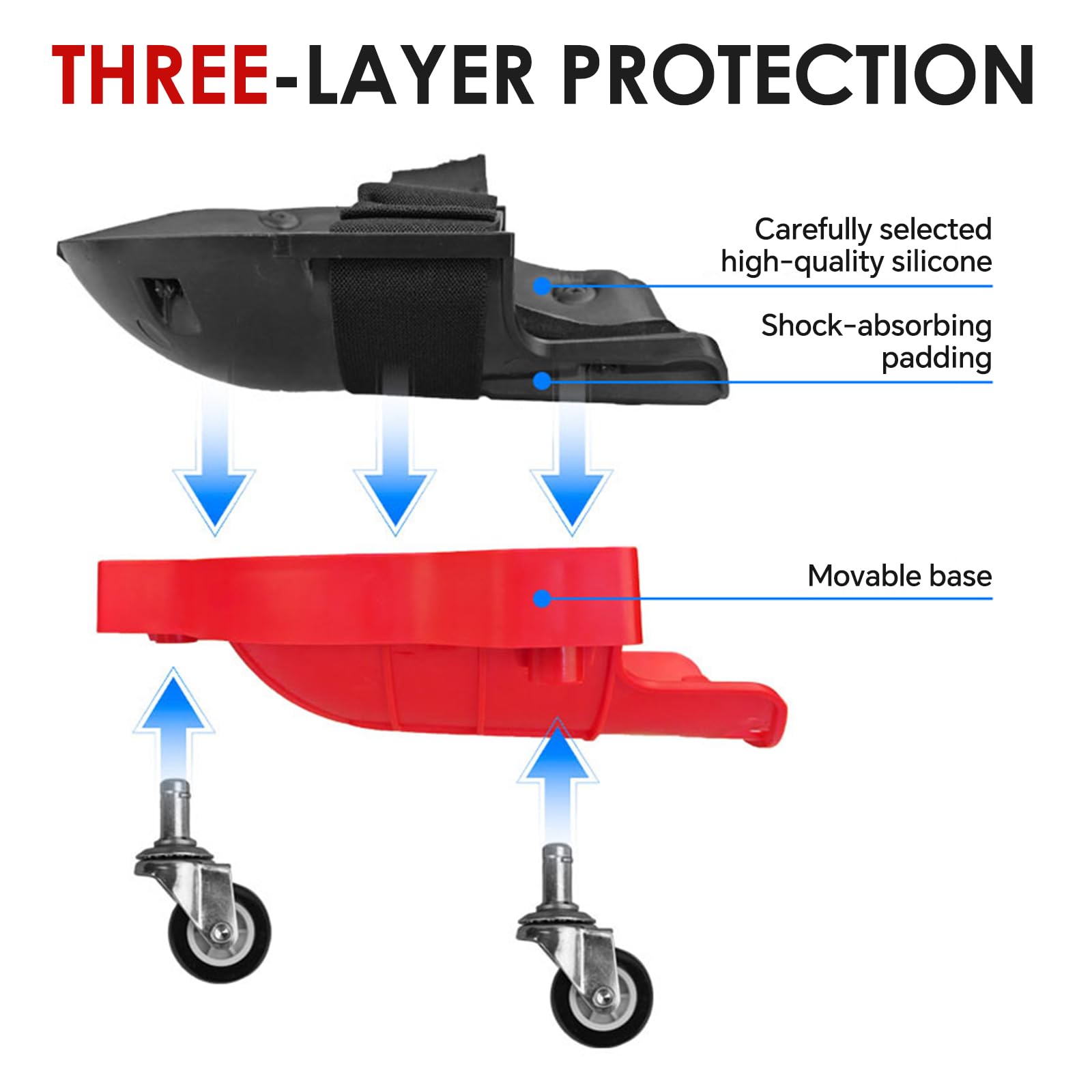 Kneeblades - Ginocchiere con 3 ruote, 2 pezzi | Ginocchiere professionali di alta qualità con comodi cuscinetti in gel per il lavoro in cantiere, girevoli a 360 gradi