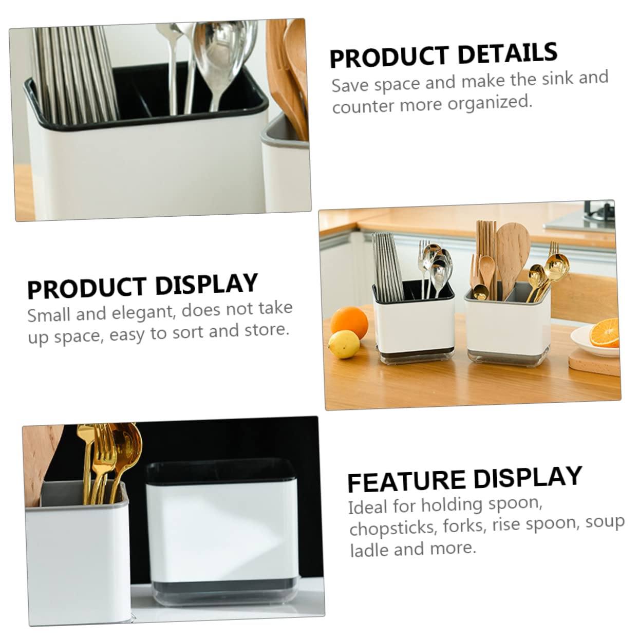 SOLUSTRE 1pc Multifunctional Utensil Organizer and Drainer Divided Kitchen Storage Rack for Efficient Utensil Holding and Drying for Cabinets and Countertops Space Saving Design