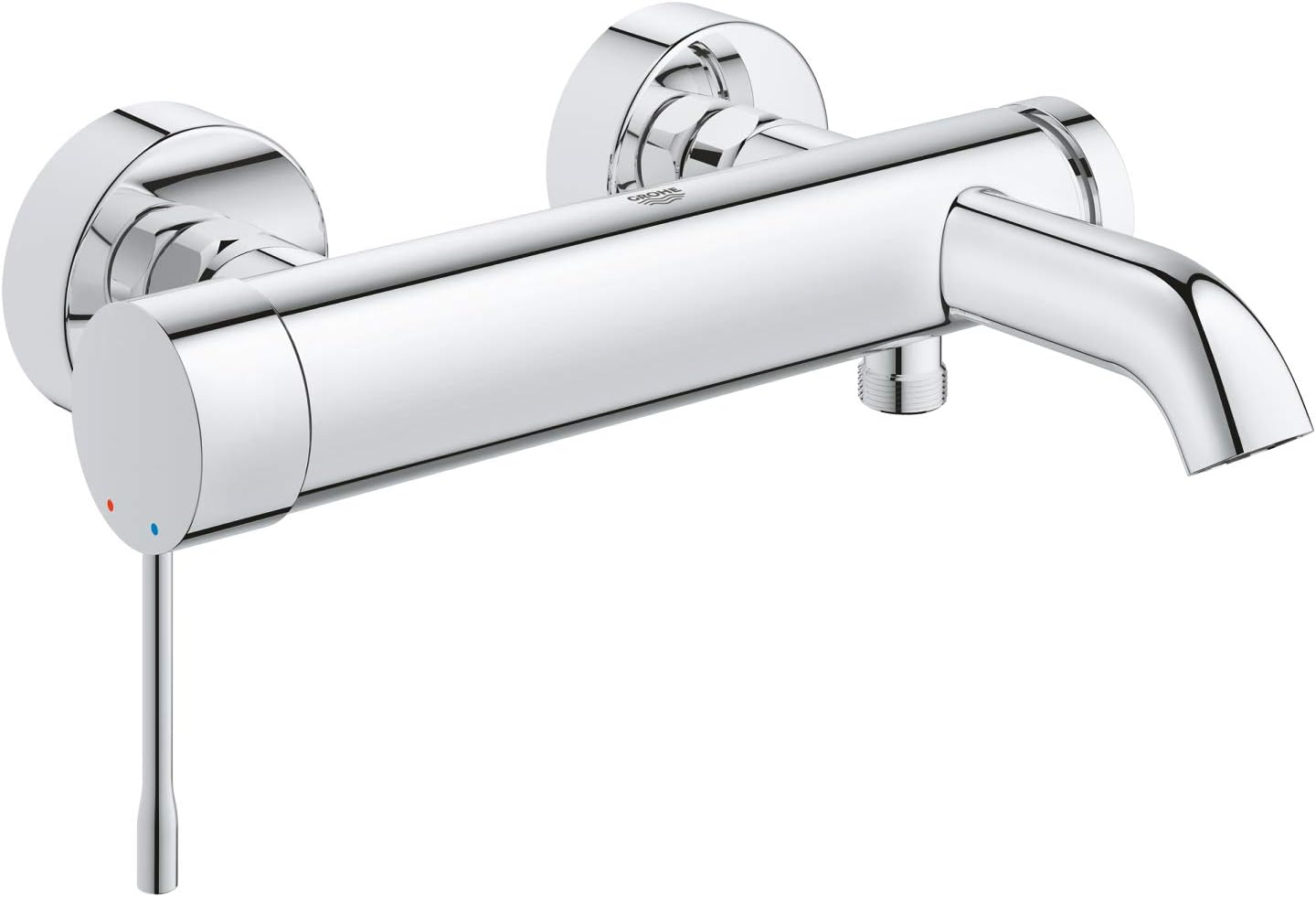 Essence Wall Mounted Exposed Bath Filler Tap (Metal Lever, 35 mm Ceramic Cartridge, Automatic Bath/Shower Diverter, Protected Against Backflow, Min Pressure 1.0 Bar), Chrome, 33624001