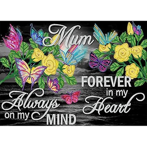 5D Butterfly Letters Diamond Painting Kits for Adults Kids, 5D DIY Partial Drill Diamond Art Christmas Rhinestone Craft for Home Wall Decor Diamond Painting for Adults 12 x 16 Inches Cover