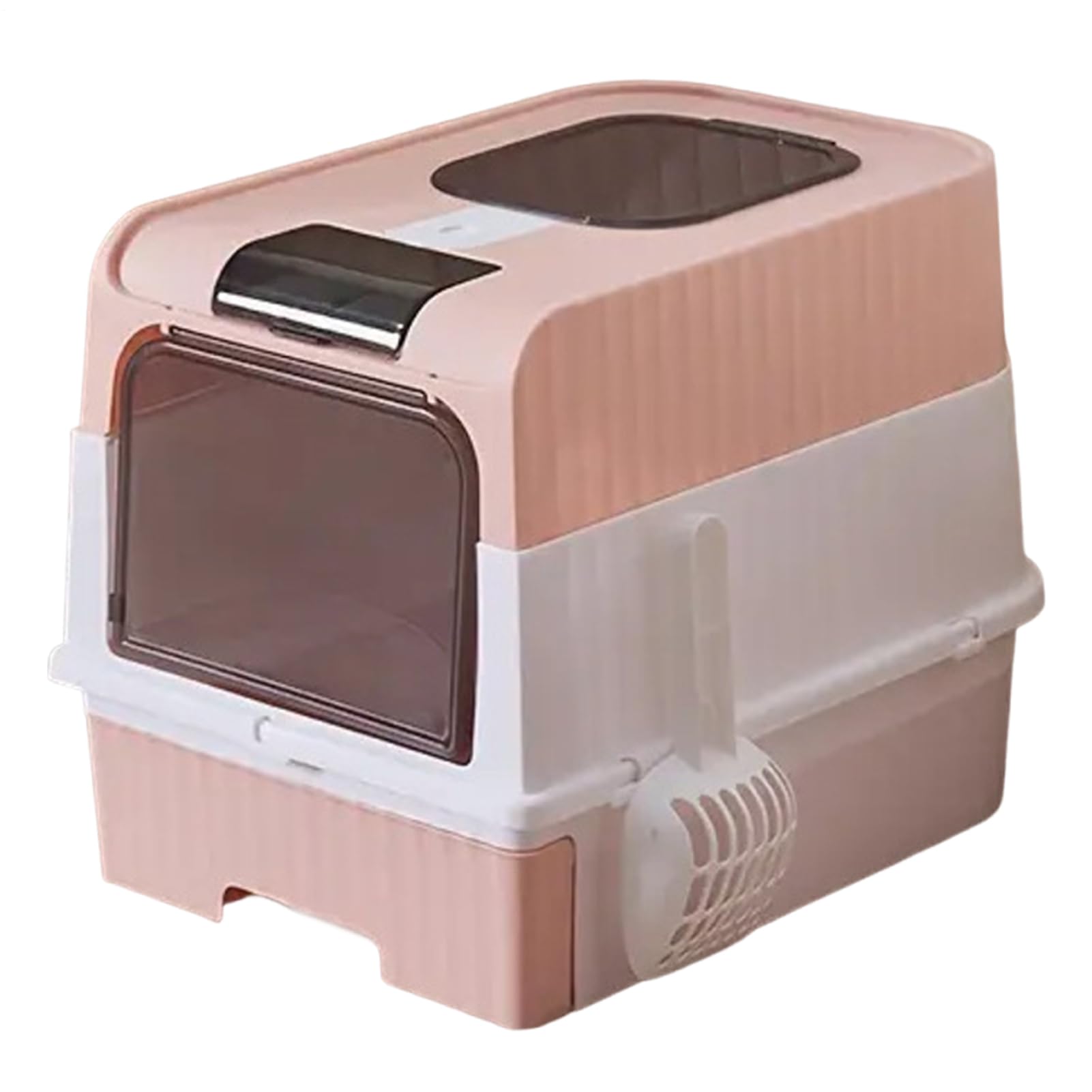 Lettiera per gatti - Lettiera per gatti di grandi dimensioni, scatola portaoggetti antiodore pieghevole leggera con pala e filtro per il trasporto portatile design chiuso