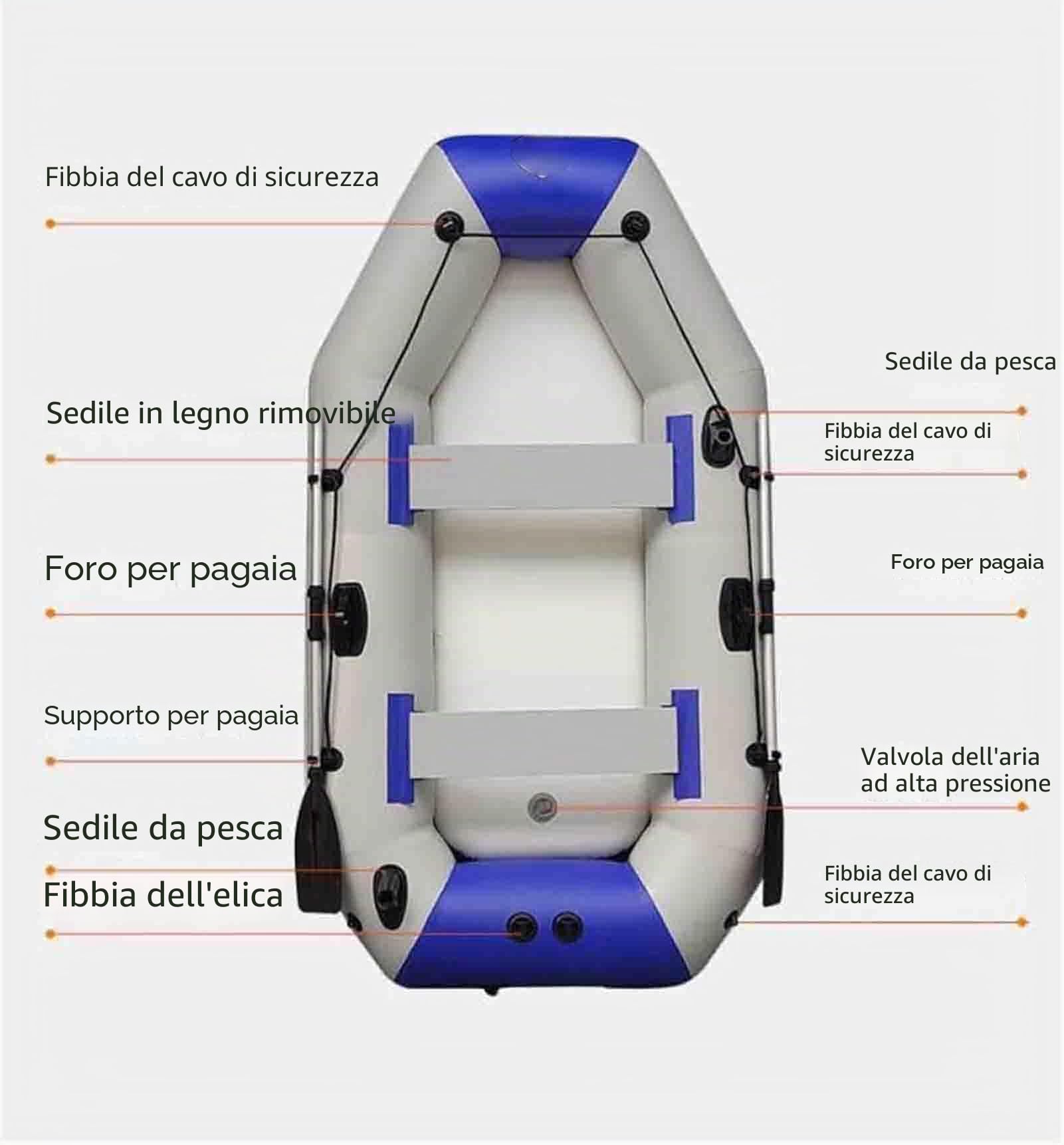 Gommone Pieghevole Portatile in PVC Gommone Gommone Gonfiabile per 1-5 Persone Gommone alla Deriva Strumento per Immersione Set per Zattera Resistente allo Strappo