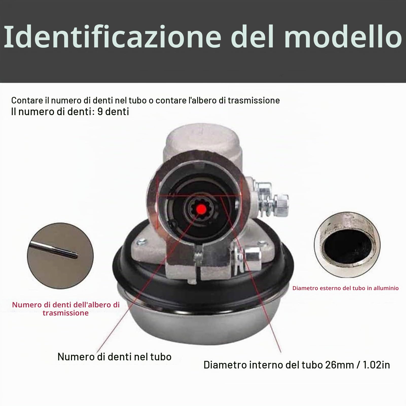 Attacco per Motozappa da Giardino, Denti per Motozappa da 26 Mm a 9 Denti per Giardinaggio, Attacco per Aratro Elettrico per Decespugliatore, Mangiatore di Erbacce, Tosaerba
