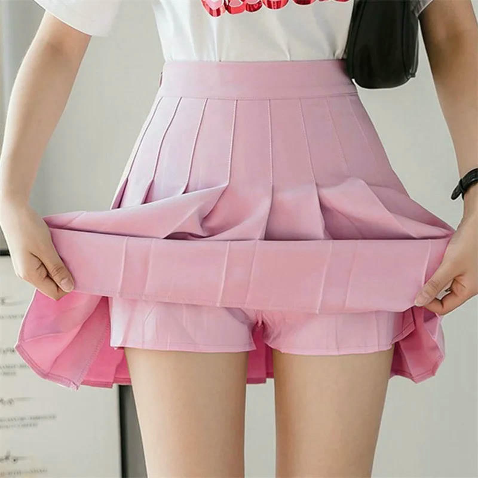 Rock Damen Rockshorts Frauen Hohe Taille Sexy Miniröcke Für Damen Plissierte Kawaii Rock Weiblich-Weiss-XL