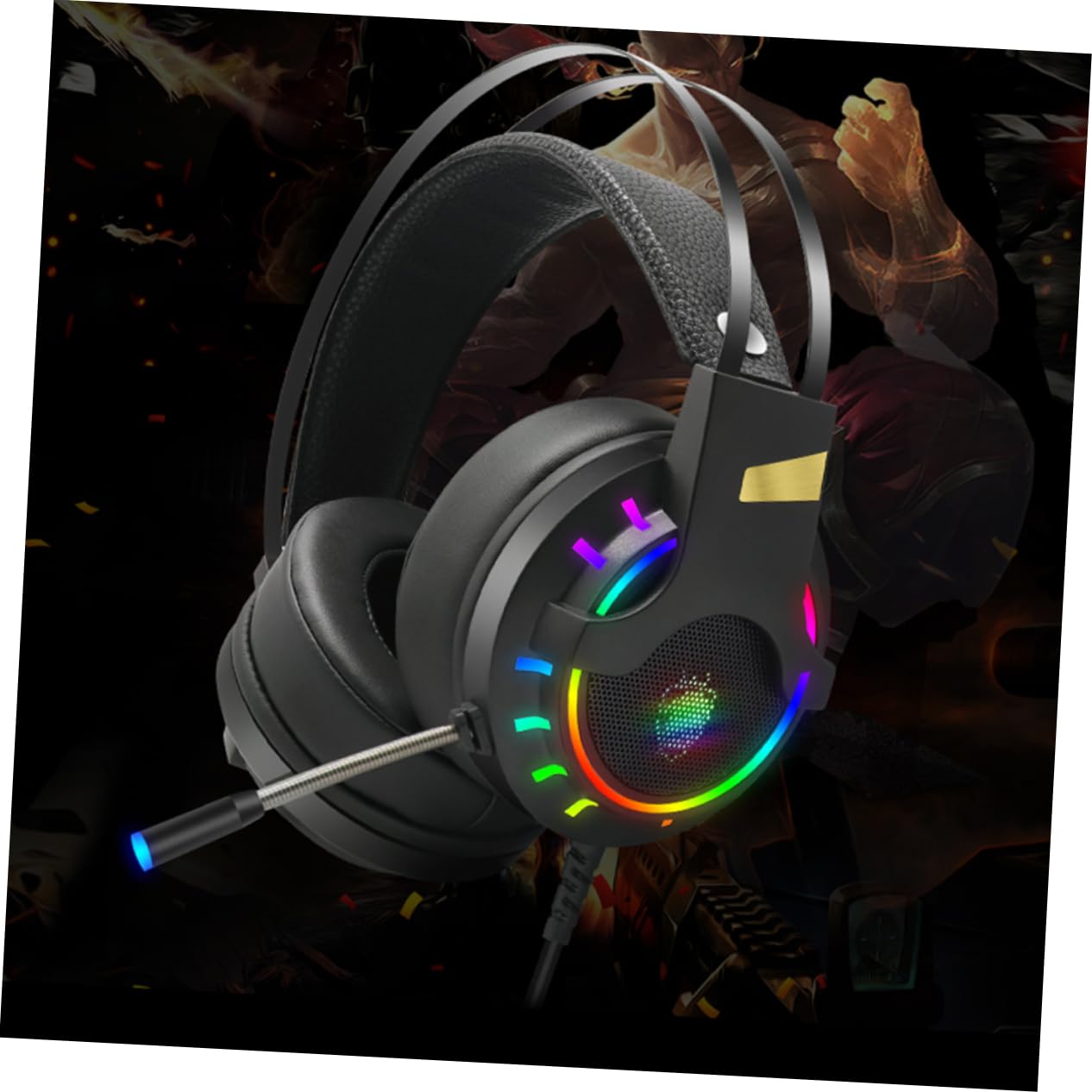 Rgb Cuffie Gaming Comode da Indossare Suono Chiaro, USB 7.1 con Microfono, e Riduzione del Rumore per PC e Giochi