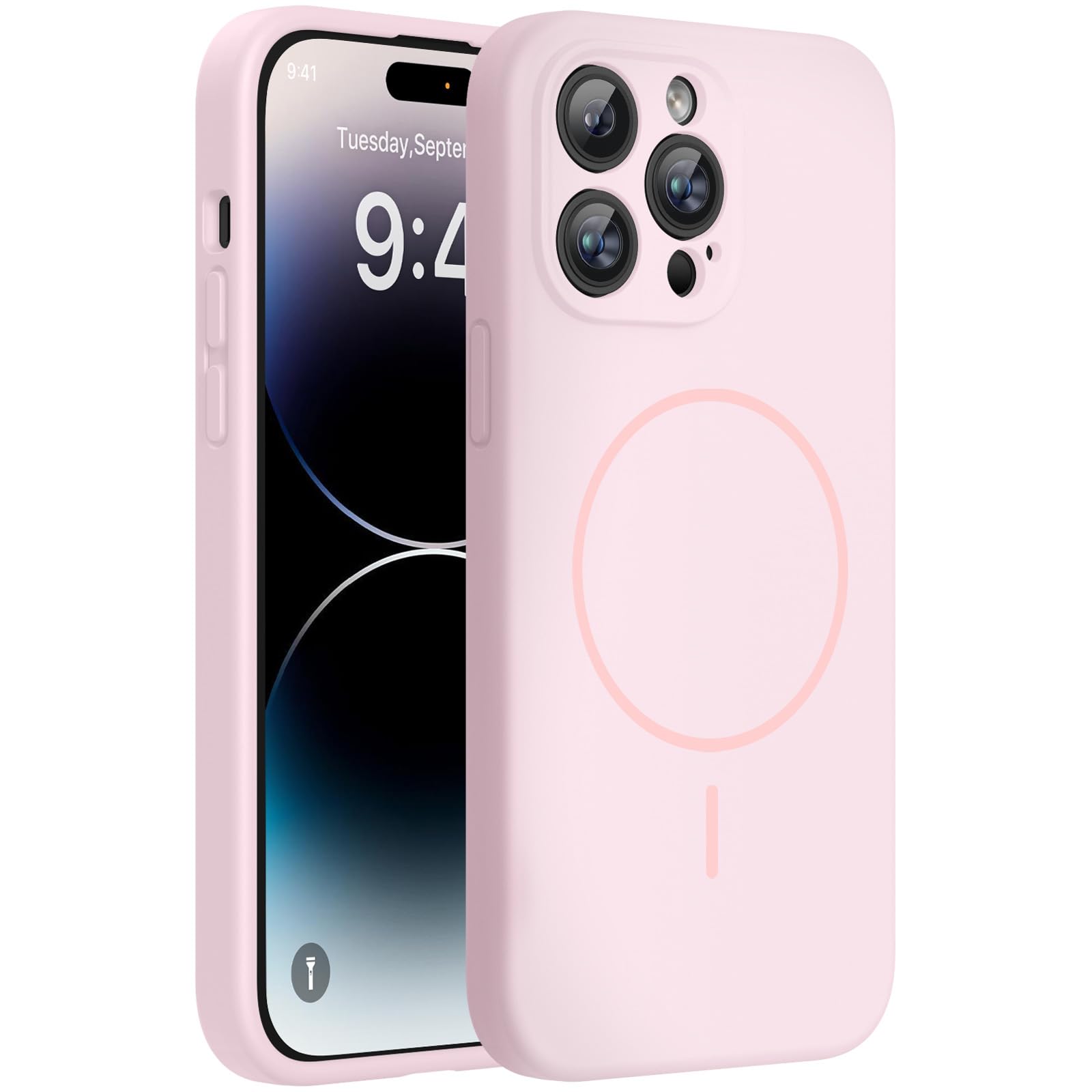 Miracase Magnetic for iPhone 14 Pro Max Case, Silicone, Sand Pink