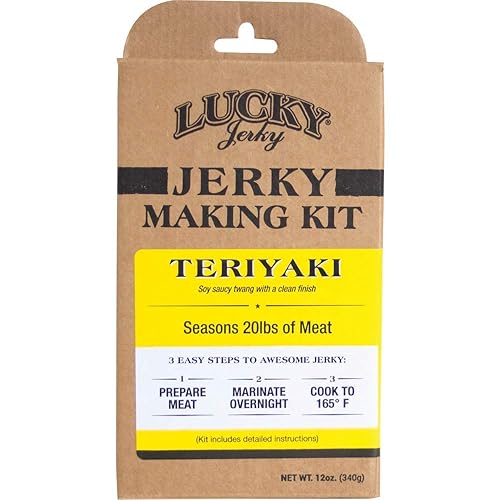 Lucky Jerky Teriyaki - Kit de condimentos de cecina para bricolaje - Temporadas 20 libras de carne