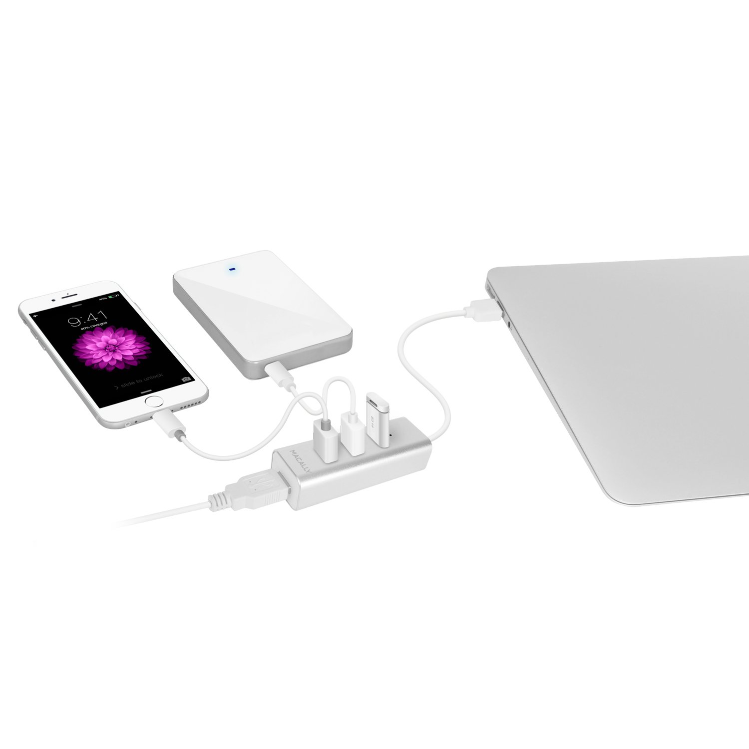 ORICO Hub USB 3.0, Hub USB 5Gbps in Alluminio 7 Porte, Cavo Lungo 100CM