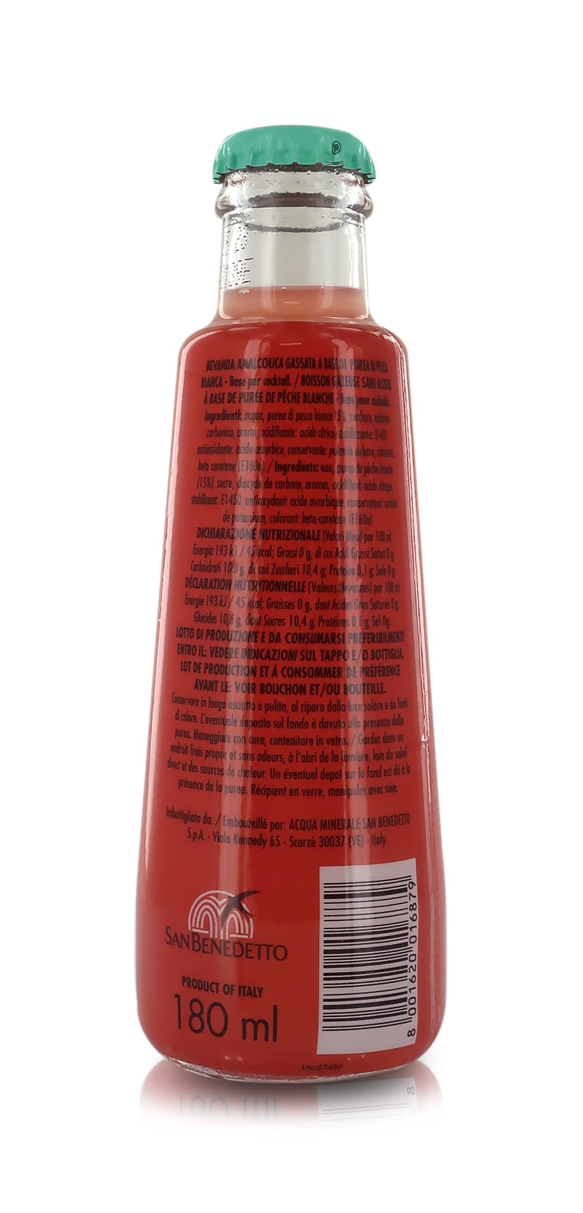 Cipriani Virgin Bellini, Alkoholfreier Bellini, Alkoholfreier Italienischer Cocktail mit Weißem Pfirsich, Fruchtiges, Prickelndes Getränk, Ausgezeichneter Aperitif für Abstinenzler, 24x180 Ml