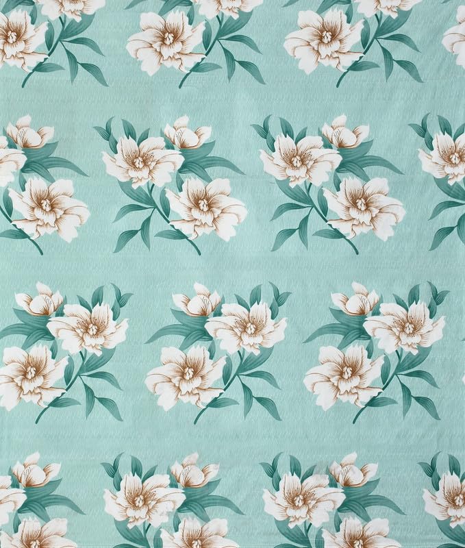 Image of HOMEKART Floral Printed Double Mattress Protector /Cover with Zipper Chain| All Around Protection with 360 Encasing| Breathable & Dustproof, 78x72x6 Inches -Light Green