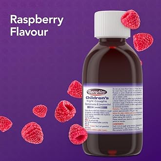 Benylin Children’s Dry Cough and Sore Throat Syrup (1x 125ml), Relieves Sore Throat, Cough Medicine For Children Aged 1 Year +, Suitable for Day and Night Use