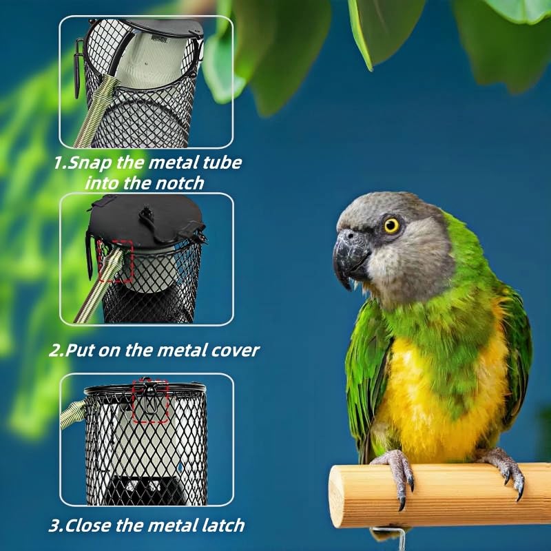 PetFizz Reptile Ceramic Lamp Holder Guard, Anti-hot Cage for Heat Lamp Bulb UVA UVB Bulb, Basking Light - Image 3