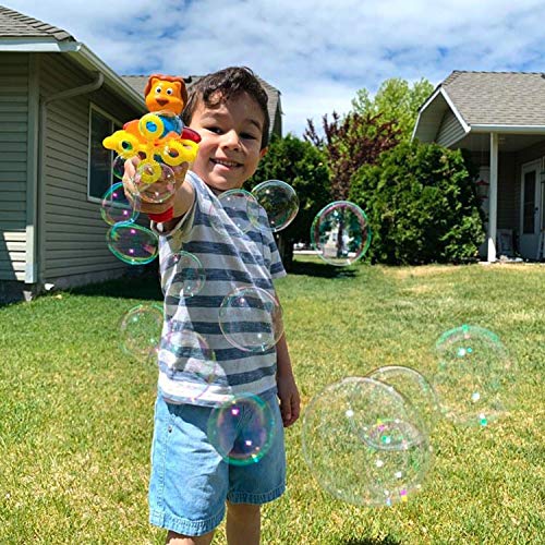 Bubble Gun Blower for Kids - Non-Toxic Bubble Blower with 2 Bubble Solutions - Mini Hand-Held Machine with 4 Wands for Blowing Bubbles - Bubble Toys for Parties, Camping, Outdoor Activities - Thumbnail 6