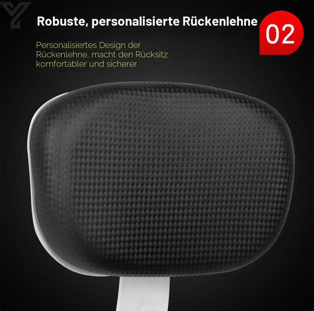 Fahrradrücksitz+Klapprad Hinten Pedal,Polstersattel mit Rückenlehne(2024 Neue verdickte Rückenlehne)