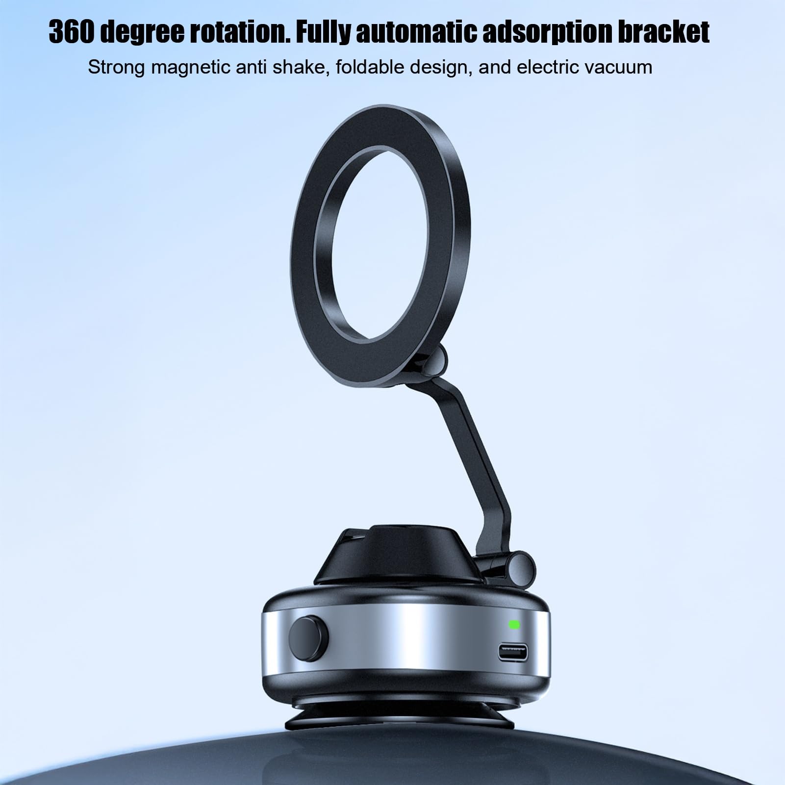 Supporto per telefono da auto, supporto magnetico rotante a 360 gradi, supporto elettrico a ventosa per cruscotto, ripetizione regolabile, supporto per telefono da auto, pieghevole in