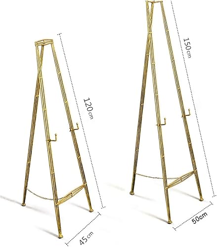 Miniatura 2 de OYhmc Caballete de pintura para artistas caballete de exhibición de caballete de hierro forjado soporte de marco de fotos dorado de pie soporte de