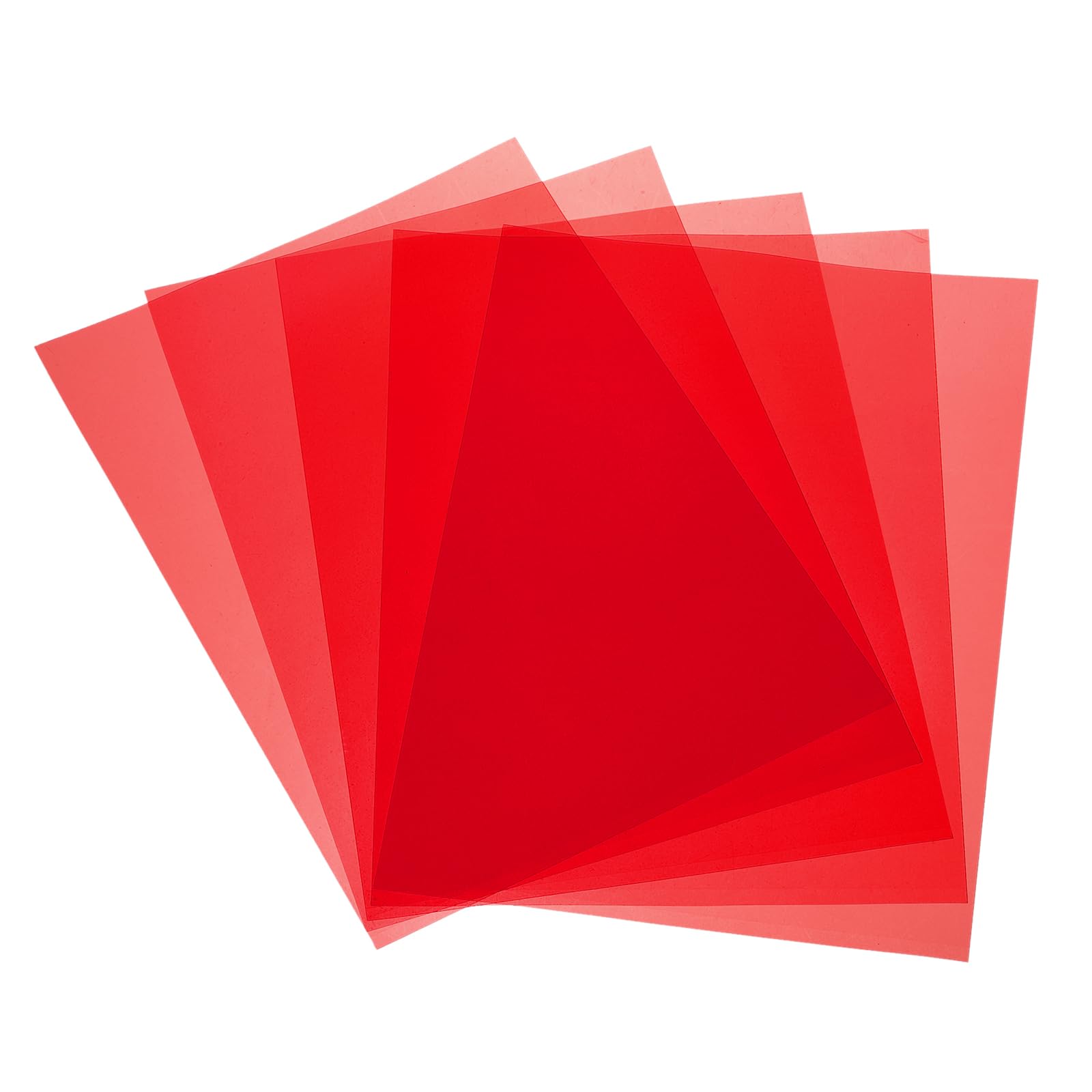 QUARKZMAN 5 Pezzi Fogli Di Plastica Colorati, A2 Pellicola Trasparente Ambra Gel Filtro Luce Correzione Colore Impermeabile 23.4 x 16.5" Foglio Per DIY Artigianato, Illuminazione LED (Rosso)
