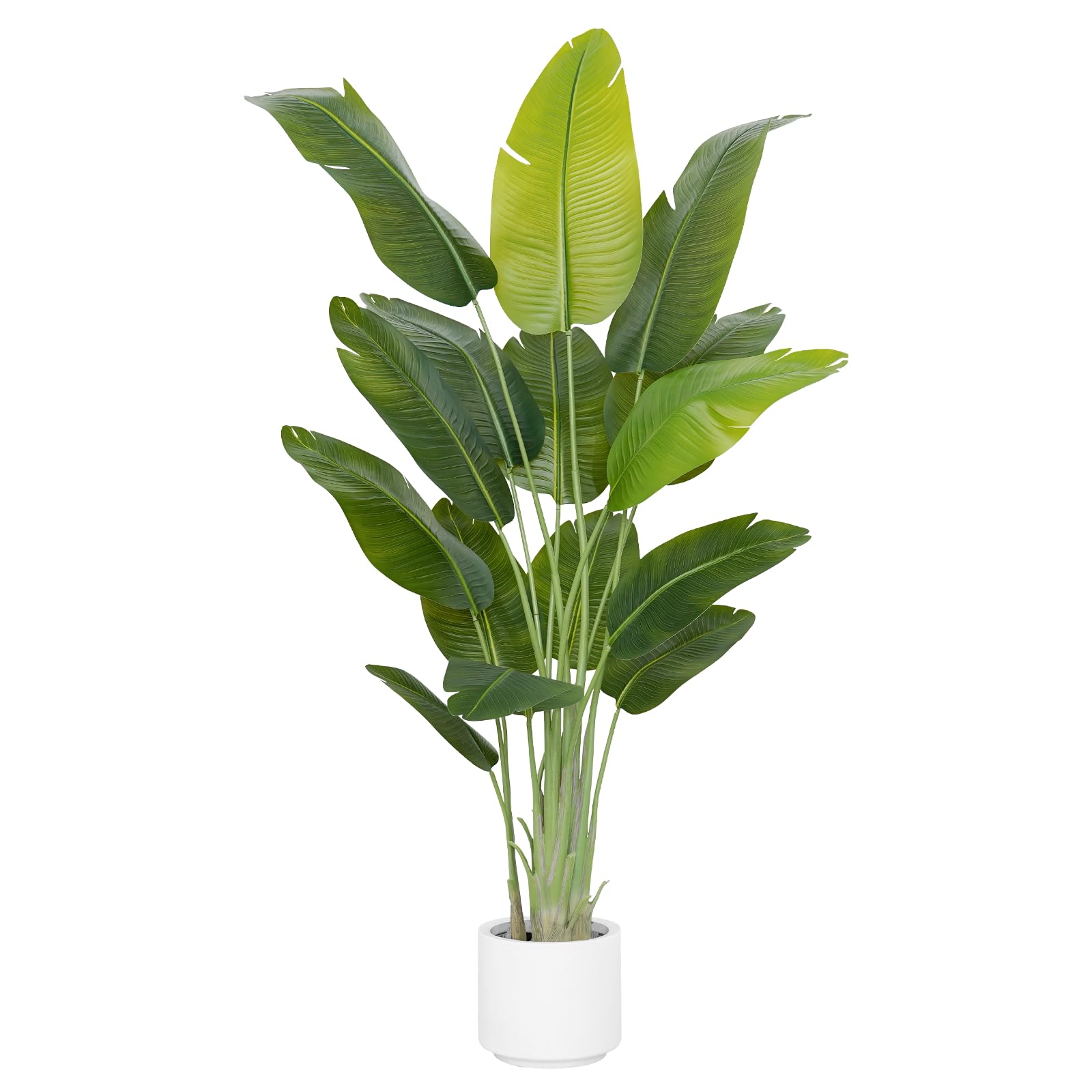 Planta Artificial Ave del Paraíso 200cm Plantas Artificiales Decorativas con 15 Hojas de Plátano,Planta Artificial Grande Interior con Maceta Blanca para Decoracion Hogar Salon Casa Room Decor
