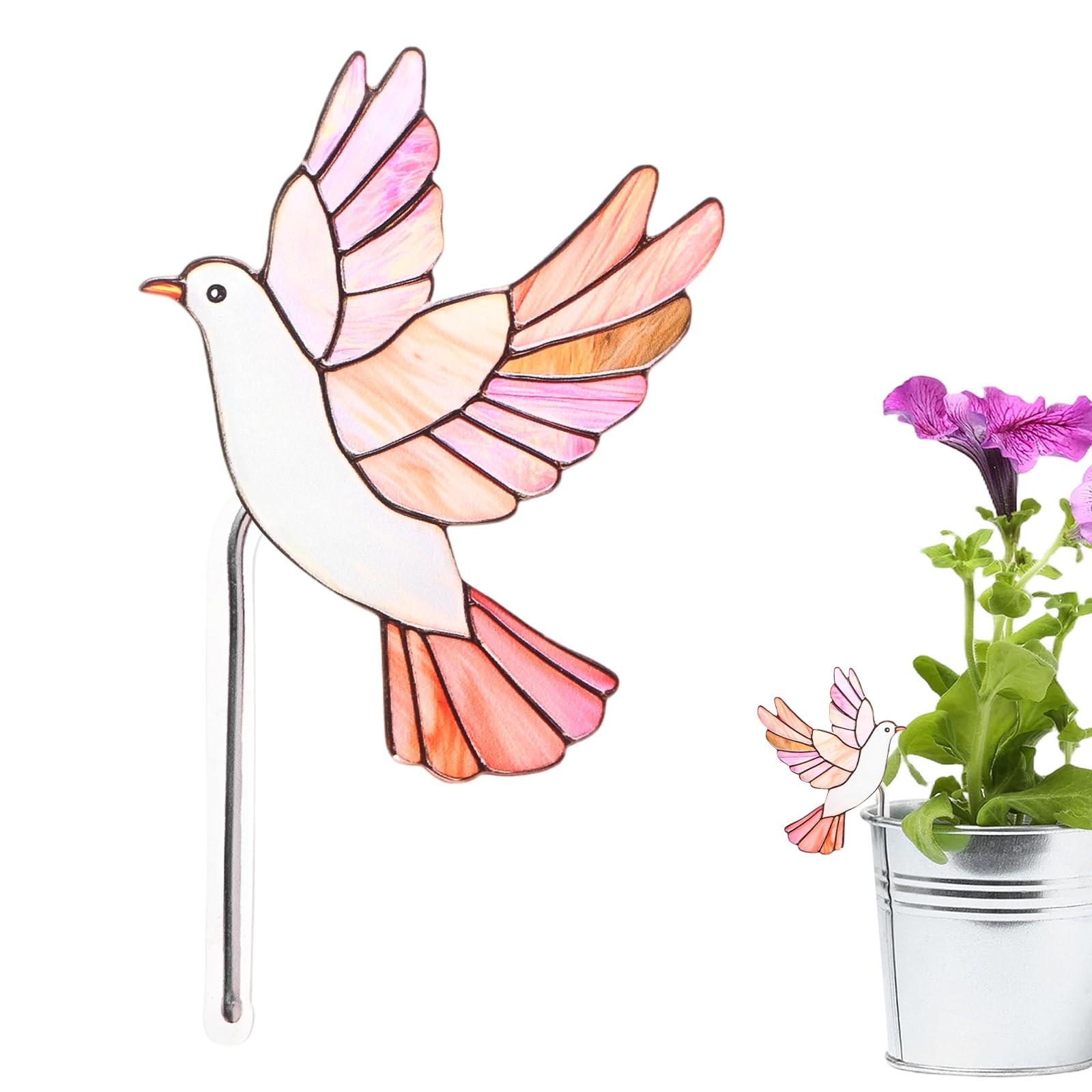 M METERXITY 1-Pack Bird Acrylic Stakes 4.7 Inch Bird Garden Decoration Ornament Potted Plant Decorative Signs for Flower Pot/Planter/Yard/Patio/Outdoor/Indoor[Birding 14]