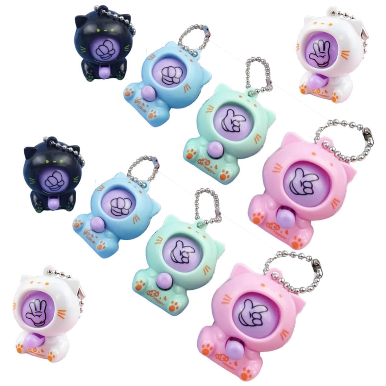 Wedhapy 10Pcs Kawaii Keychain Keychain, Guessing Boxing Cute Keychains Rock Paper Scissors Toy Bag Charm Candy Pendant Jewelry Keyring For Car Key Handbags Tote Purse