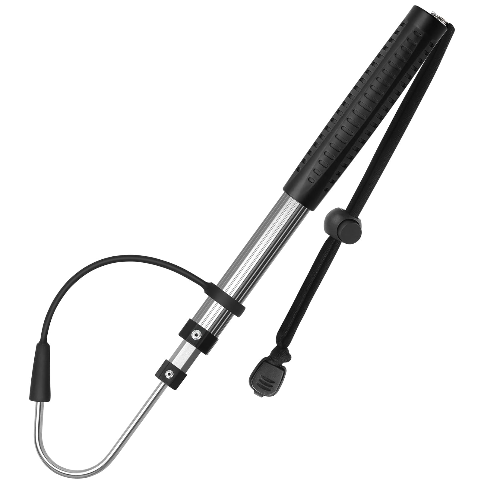 Telescopic Fishing Gaff Aluminum/Fiberglass Pole with Nonslip Rubber Handle Stainless Steel Hook with M8 Screw