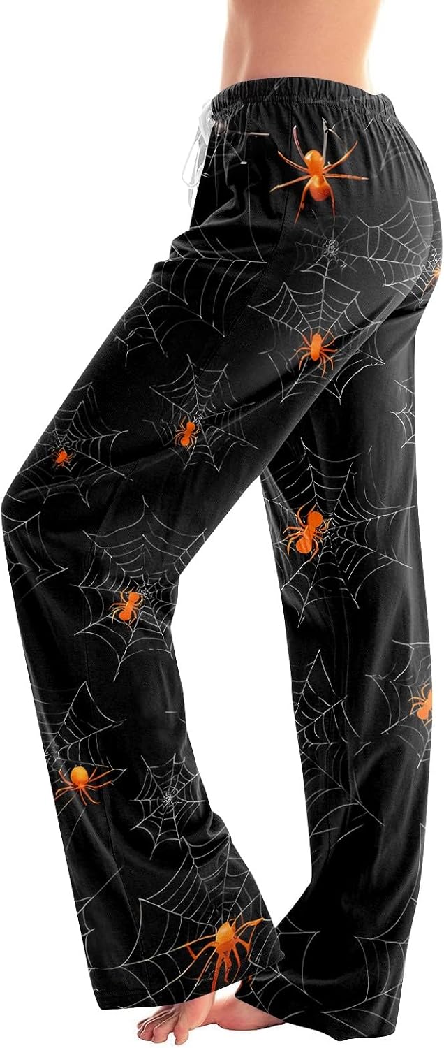 Halloween Pants for Women Cute Active Costumes Fall Pumpkin Pjs Baggy Holiday Party Sweatpants Spooky Bat Sweat Pant