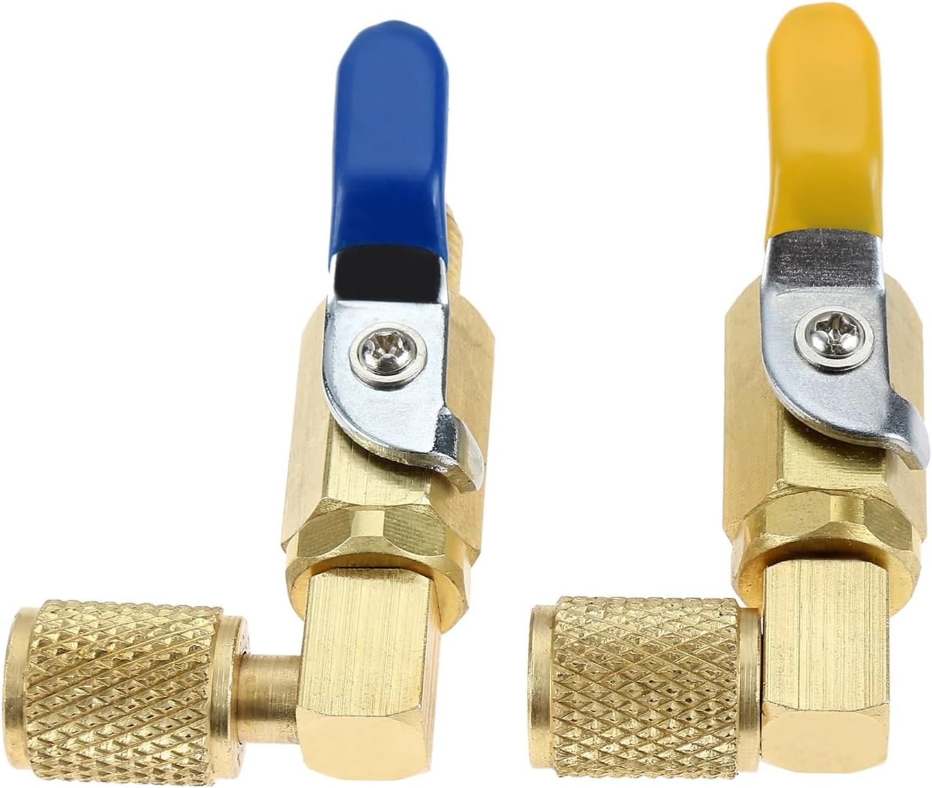 3Pcs R134A Air Conditioner Ball Valve With 1/4" SAE 90 Degree Shut-Off Valves For HVAC R410A R22 And R12 Charging Hoses
