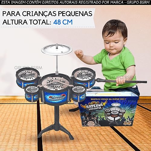 Bateria Infantil Musical Mini Completa Kids Criança Jazz Pop (Vermelho)