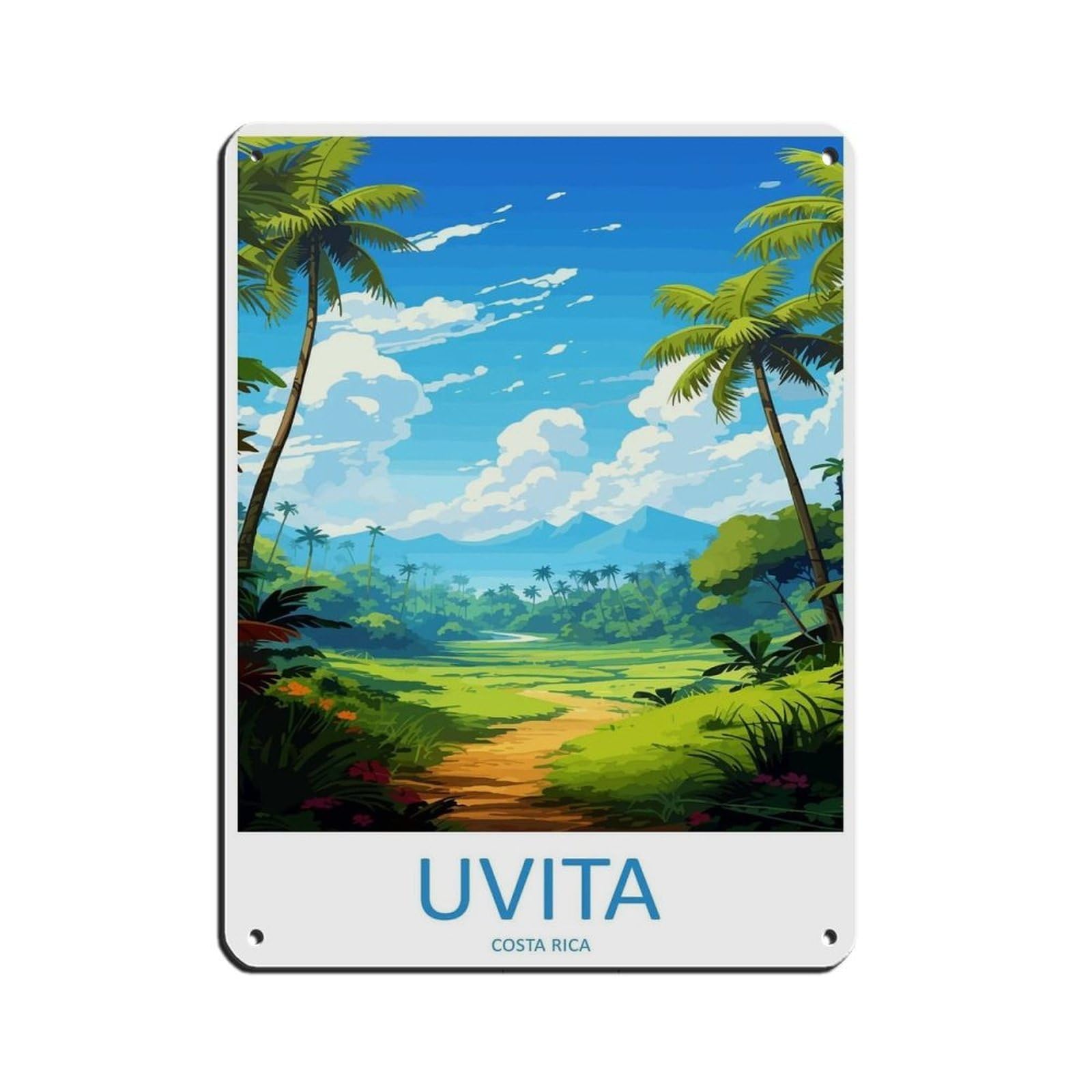 Uvita Travel Art Costa Rica Art (2) Tin Sign Vintage Metal Pub Club Cafe Bar Home Wall Art Decoration Poster Retro 12x16inch(30x40cm)