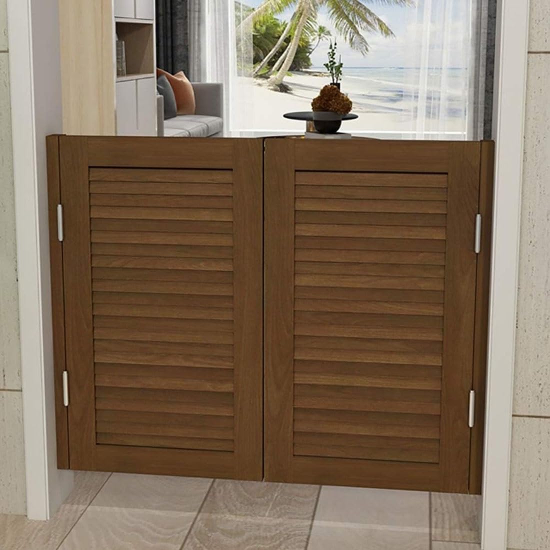 Portes battantes de café marron 120 cm en bois pour séparation de cuisine