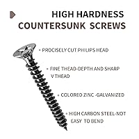 Vista 22 de Tornillos de madera M3 x 1-1/4 pulgadas, tornillos de madera cortos, tornillos pequeños de cabeza plana, tornillos autorroscantes para paneles