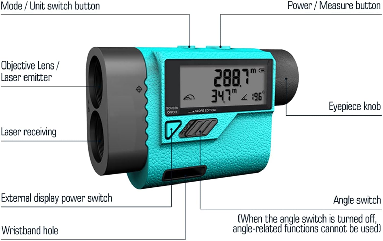 Telescope Laser Rangefinder for Golf Hunting Laser Distance Meter with Flag-Lock Speed 1000m ()