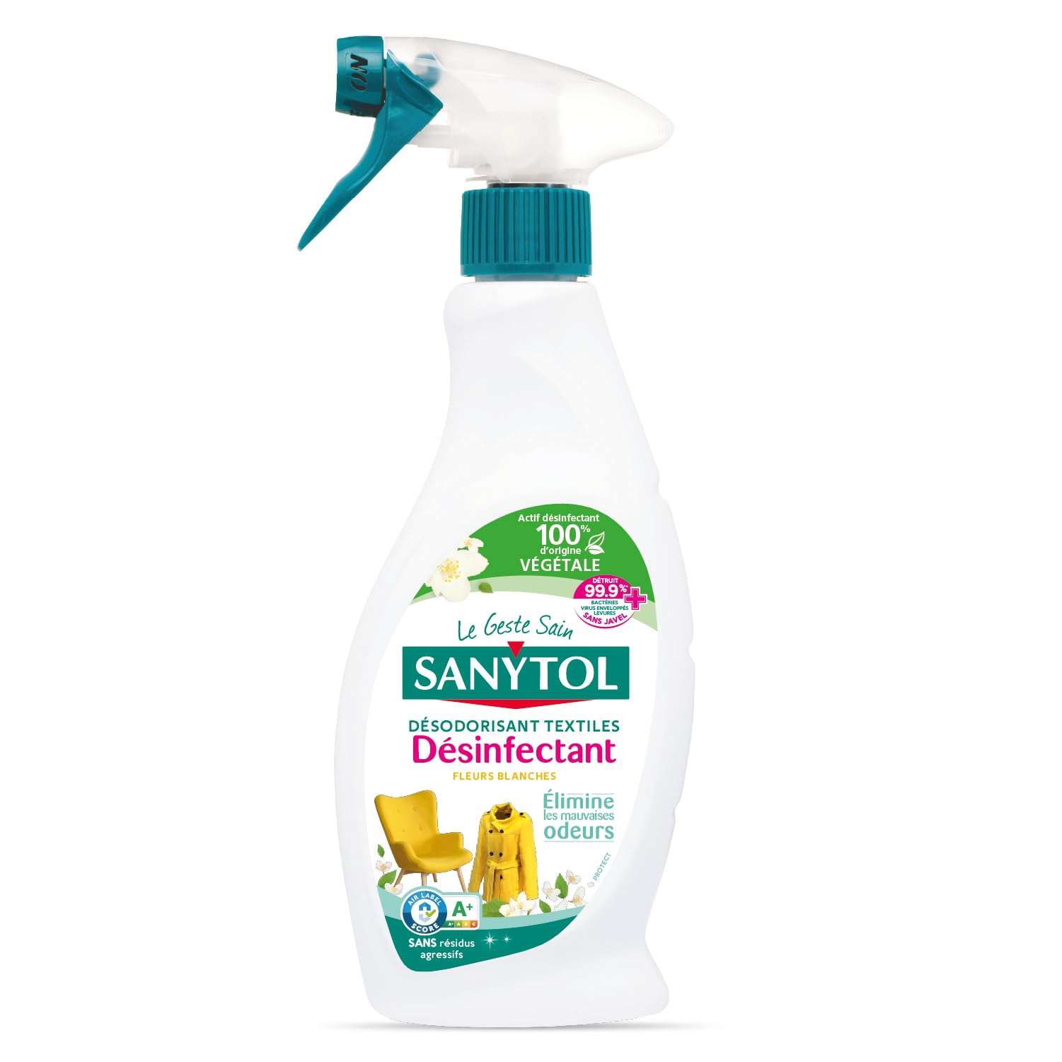 Sanytol - Désodorisant Textiles Désinfectant - 500 ml - Lot de 2 - Tous Types de Textiles - Bactéricide, Virucide - Sans Résidus